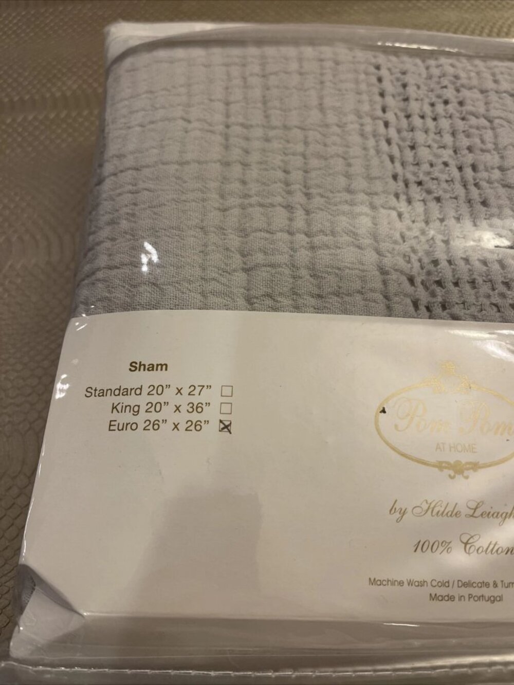 Pom Pom at Home Euro European Sham Nantucket Gray Anthropologie Matelasse Zuma